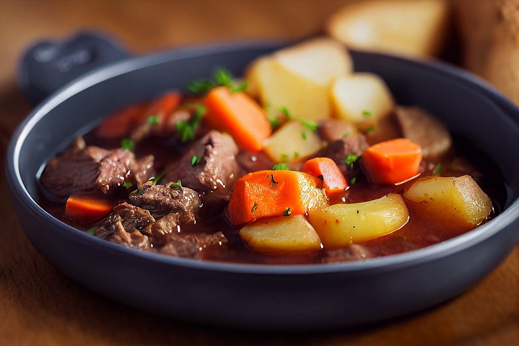 Beef Stew Made In A Slow Cooker With Creole Flavors