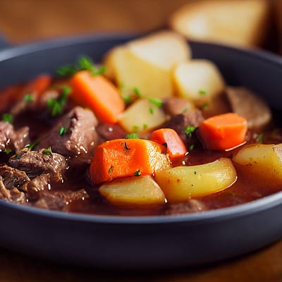 Beef Stew Made In A Slow Cooker With Creole Flavors